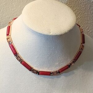 NWT Magnetic by Design Rose Quartz Chinese Blessings Necklace 16.5"